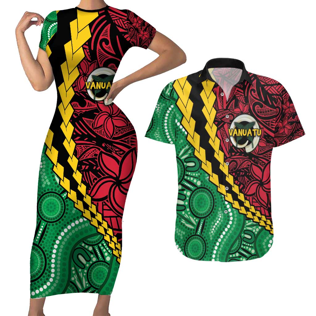 Vanuatu Personalized Tribal Couples Matching Short Sleeve Bodycon Dress and Hawaiian Shirt Aboriginal Inspired Mix Style LT7 Colorful - Polynesian Pride