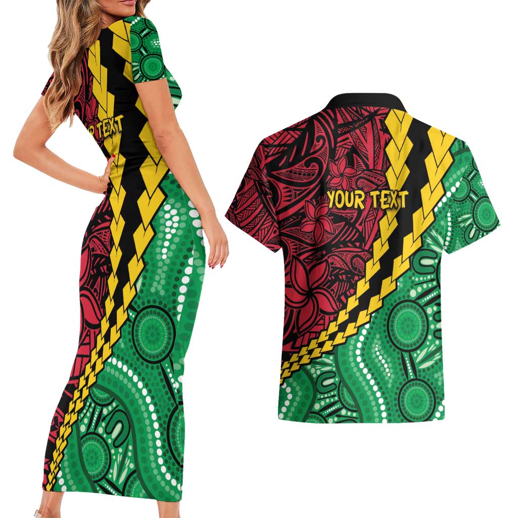 Vanuatu Personalized Tribal Couples Matching Short Sleeve Bodycon Dress and Hawaiian Shirt Aboriginal Inspired Mix Style LT7 - Polynesian Pride