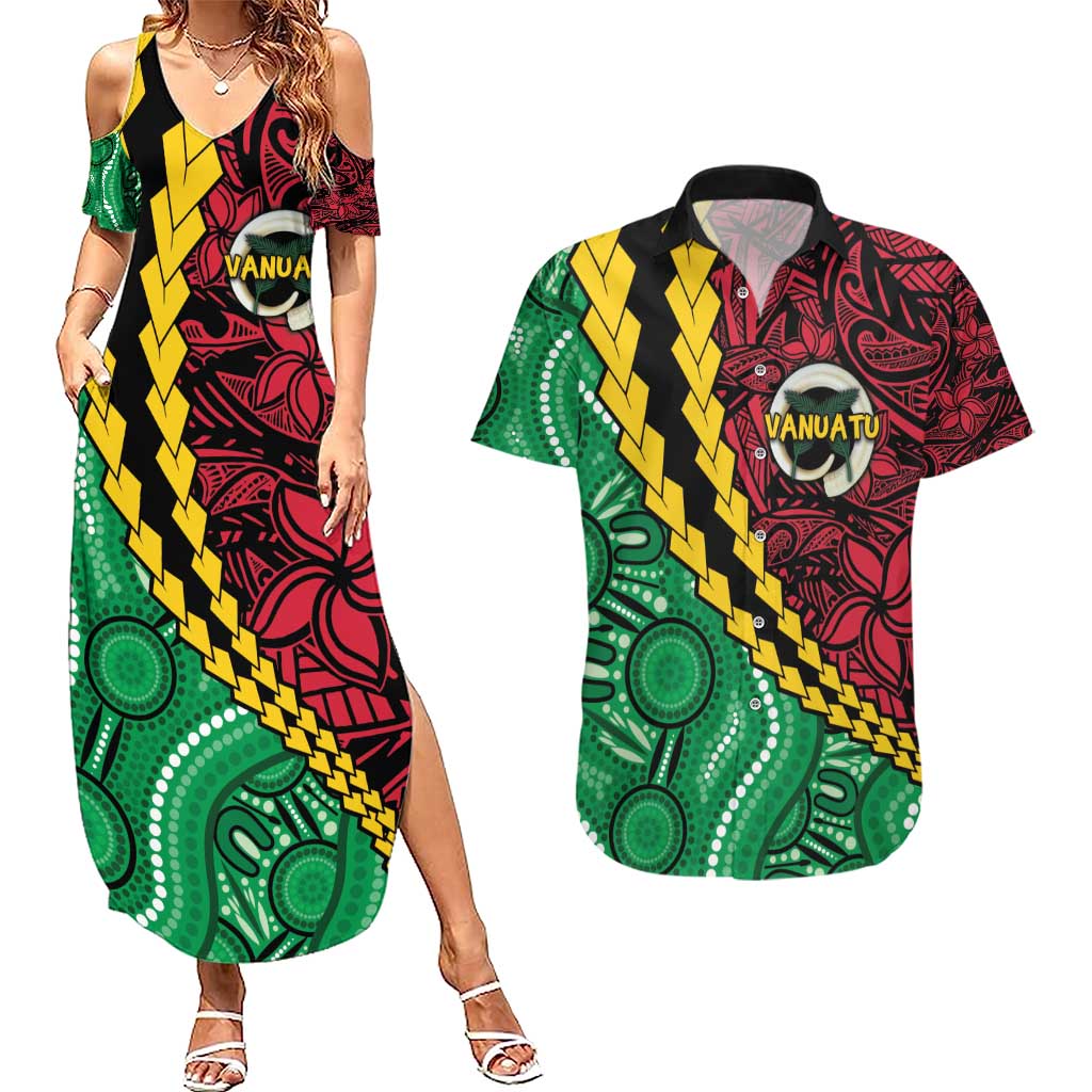 Vanuatu Personalized Tribal Couples Matching Summer Maxi Dress and Hawaiian Shirt Aboriginal Inspired Mix Style LT7 Colorful - Polynesian Pride