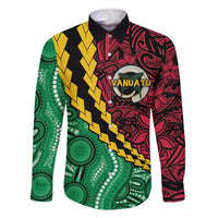 Vanuatu Personalized Tribal Family Matching Off The Shoulder Long Sleeve Dress and Hawaiian Shirt Aboriginal Inspired Mix Style - Polynesian Pride