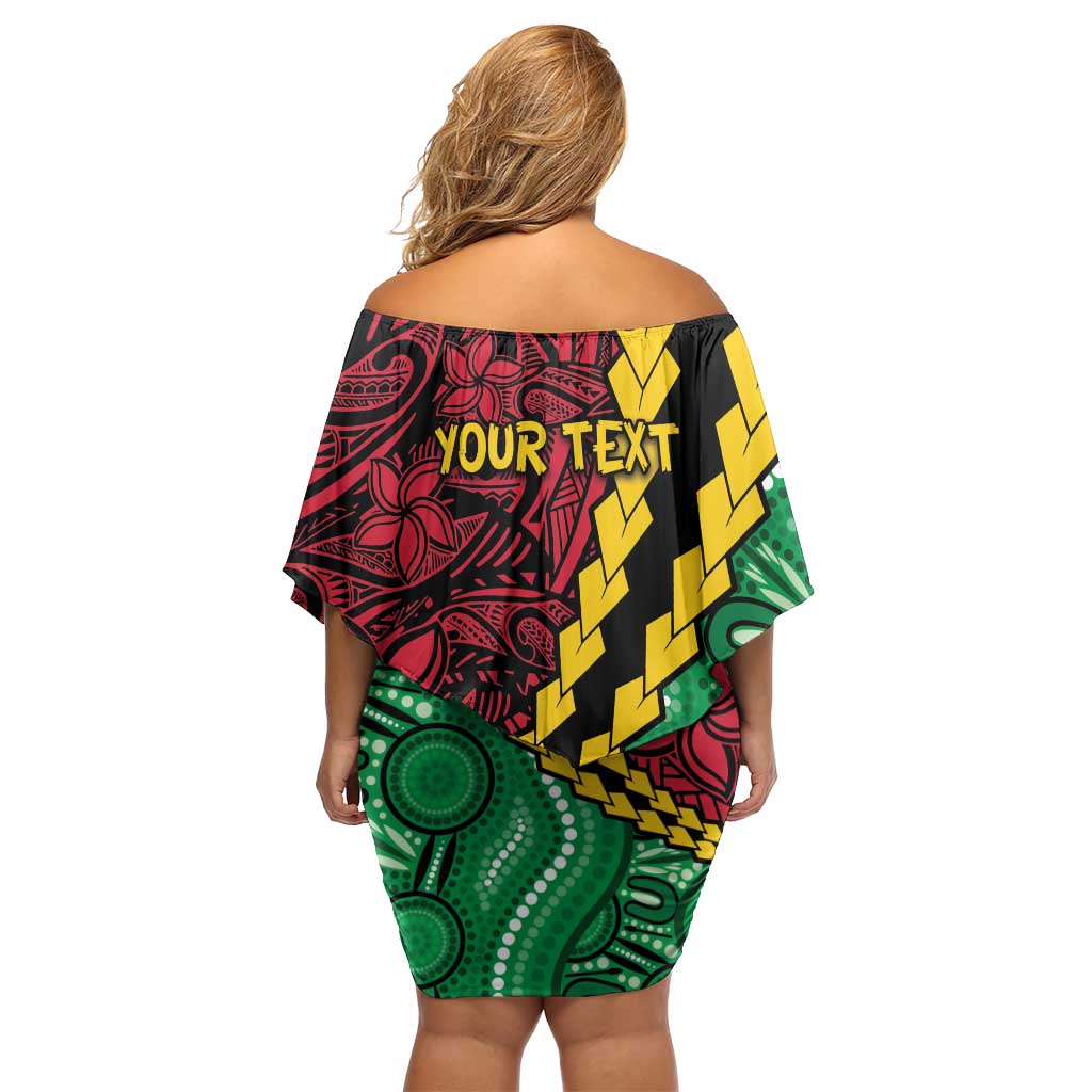 Vanuatu Personalized Tribal Family Matching Off Shoulder Short Dress and Hawaiian Shirt Aboriginal Inspired Mix Style LT7 - Polynesian Pride