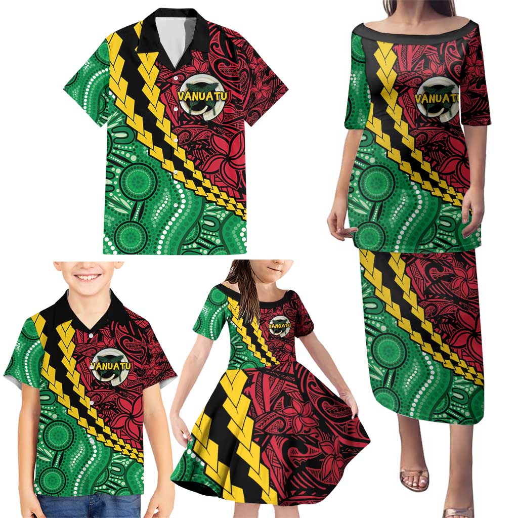 Vanuatu Personalized Tribal Family Matching Puletasi and Hawaiian Shirt Aboriginal Inspired Mix Style LT7 - Polynesian Pride