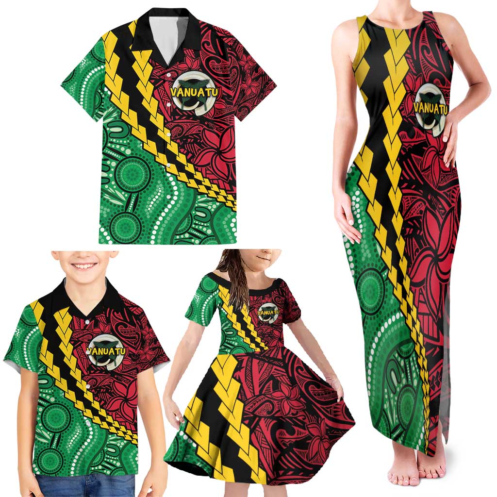 Vanuatu Personalized Tribal Family Matching Tank Maxi Dress and Hawaiian Shirt Aboriginal Inspired Mix Style LT7 - Polynesian Pride