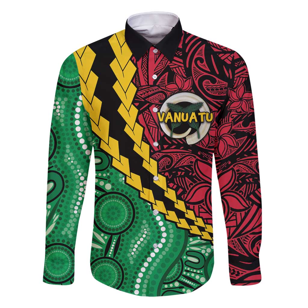 Vanuatu Personalized Tribal Family Matching Tank Maxi Dress and Hawaiian Shirt Aboriginal Inspired Mix Style LT7 Dad's Shirt - Long Sleeve Colorful - Polynesian Pride