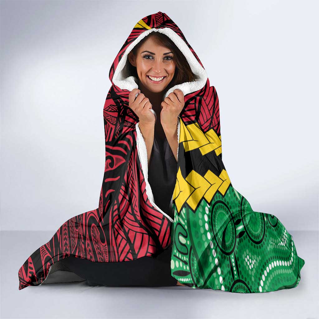 Vanuatu Personalized Tribal Hooded Blanket Aboriginal Inspired Mix Style LT7 - Polynesian Pride