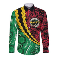 Vanuatu Personalized Tribal Long Sleeve Button Shirt Aboriginal Inspired Mix Style LT7 Unisex Colorful - Polynesian Pride