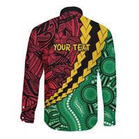 Vanuatu Personalized Tribal Long Sleeve Button Shirt Aboriginal Inspired Mix Style LT7 - Polynesian Pride