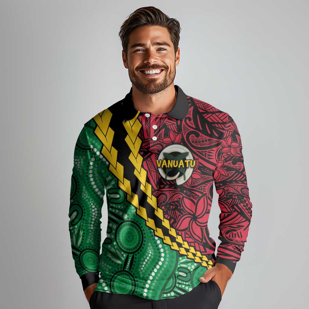 Vanuatu Personalized Tribal Long Sleeve Polo Shirt Aboriginal Inspired Mix Style - Polynesian Pride