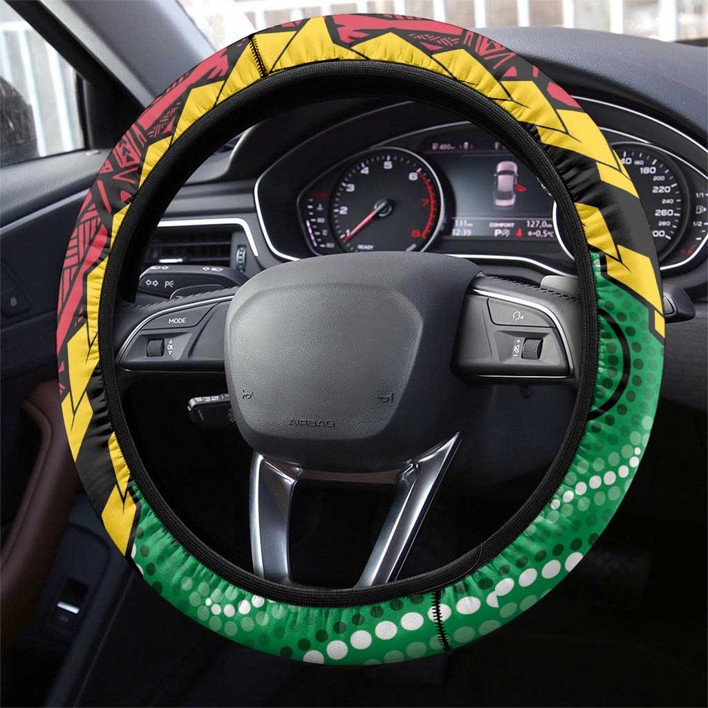Vanuatu Tribal Steering Wheel Cover Aboriginal Inspired Mix Style LT7 - Polynesian Pride