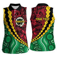Vanuatu Personalized Tribal Women Sleeveless Polo Shirt Aboriginal Inspired Mix Style - Polynesian Pride