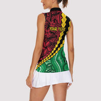 Vanuatu Personalized Tribal Women Sleeveless Polo Shirt Aboriginal Inspired Mix Style - Polynesian Pride