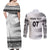 Personalised Fiji Rugby Couples Matching Off Shoulder Maxi Dress and Long Sleeve Button Shirts Kaiviti WC 2023 Jersey Replica - White LT7 - Polynesian Pride