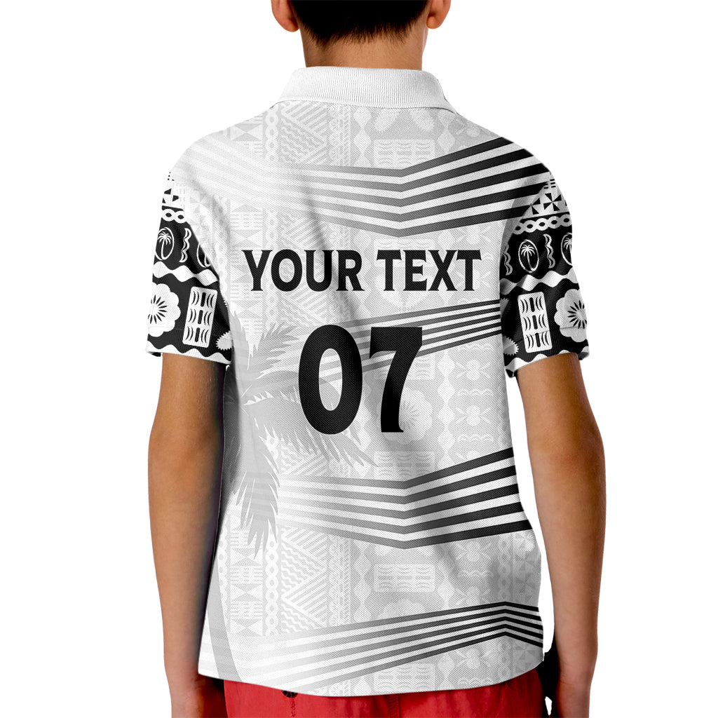 Personalised Fiji Rugby Kid Polo Shirt Kaiviti WC 2023 Jersey Replica - White LT7 - Polynesian Pride