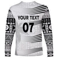 Personalised Fiji Rugby Long Sleeve Shirt Kaiviti WC 2023 Jersey Replica - White LT7 - Polynesian Pride