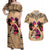 Personalised Polynesian Couples Matching Off Shoulder Maxi Dress and Hawaiian Shirt Dog Lover With Beagle - Sunset At The Beach LT7 Coral - Polynesian Pride