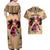 Personalised Polynesian Couples Matching Off Shoulder Maxi Dress and Hawaiian Shirt Dog Lover With Beagle - Sunset At The Beach LT7 - Polynesian Pride