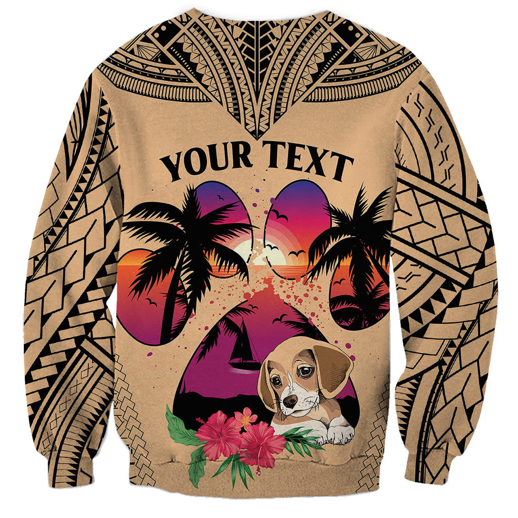 Personalised Polynesian Sweatshirt Dog Lover With Beagle - Sunset At The Beach LT7 - Polynesian Pride