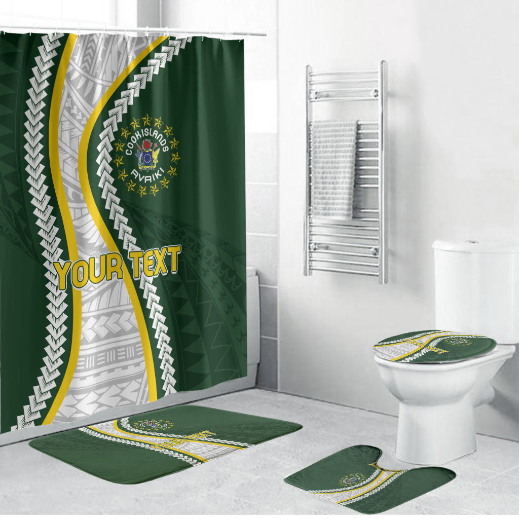 Cook Islands Rugby Personalized Avaiki Bathroom Set GO Kuki LT7 Bathroom Set (4 pcs) Green - Polynesian Pride