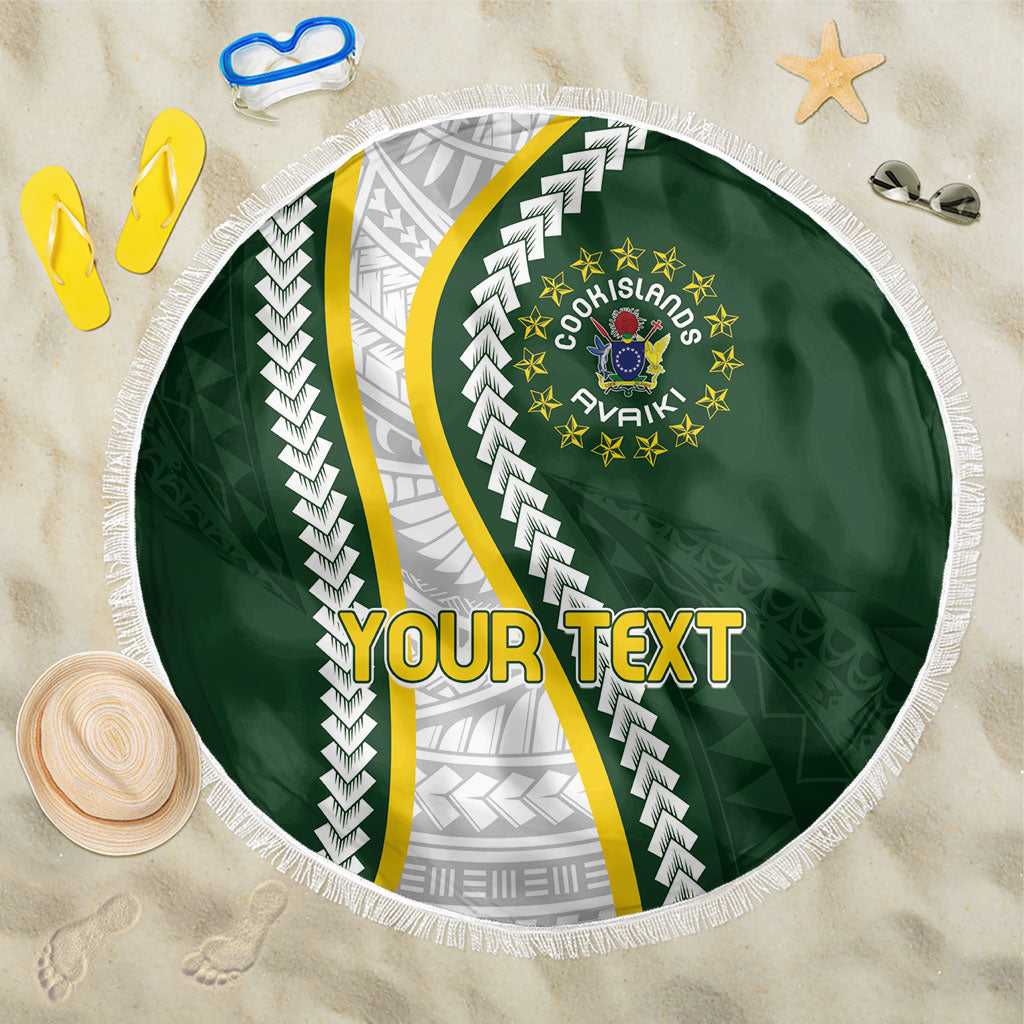 Cook Islands Rugby Personalized Avaiki Beach Blanket GO Kuki LT7 One Size 150cm Green - Polynesian Pride