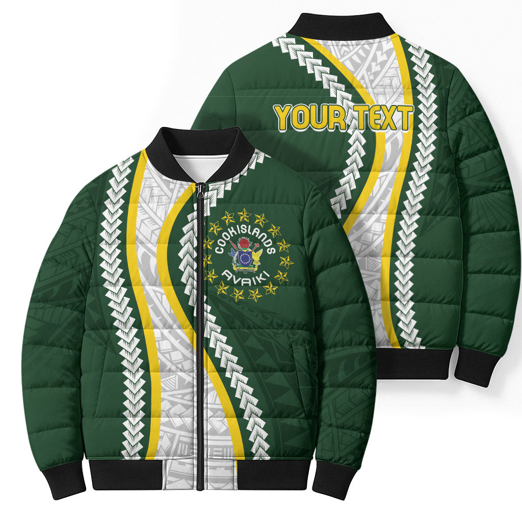 Cook Islands Rugby Personalized Avaiki Bomber Puffer Jacket GO Kuki LT7 - Polynesian Pride