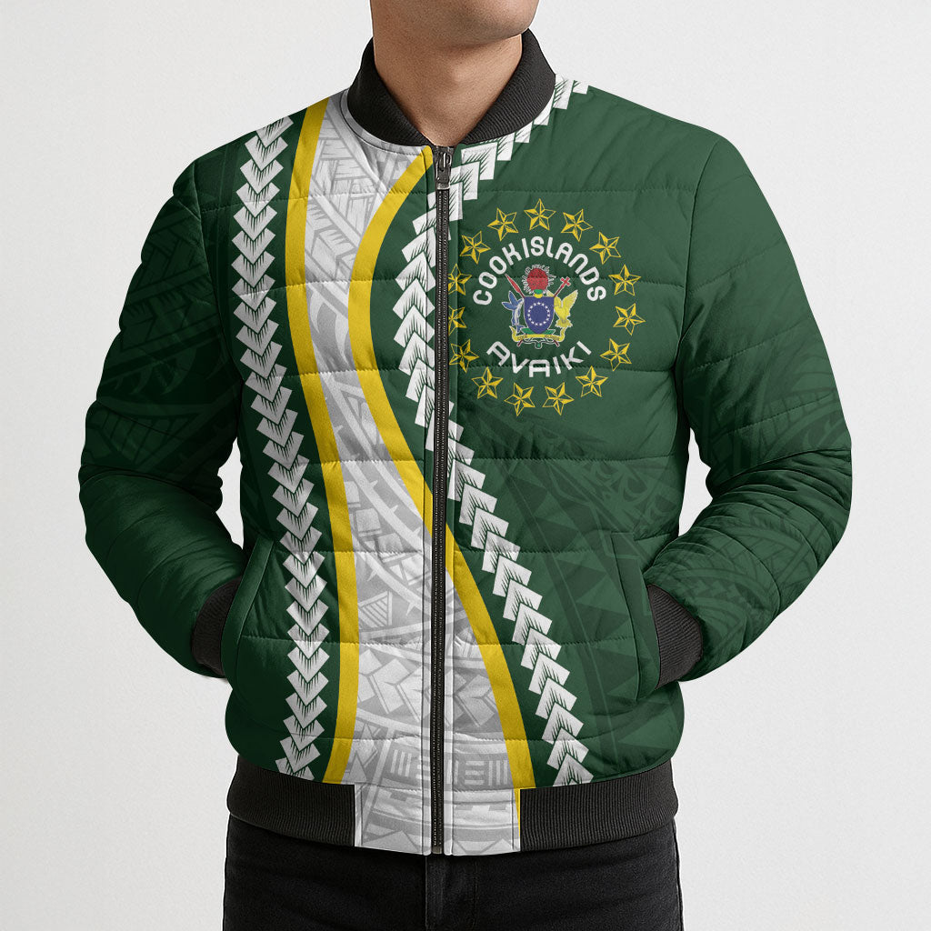 Cook Islands Rugby Personalized Avaiki Bomber Puffer Jacket GO Kuki LT7 - Polynesian Pride