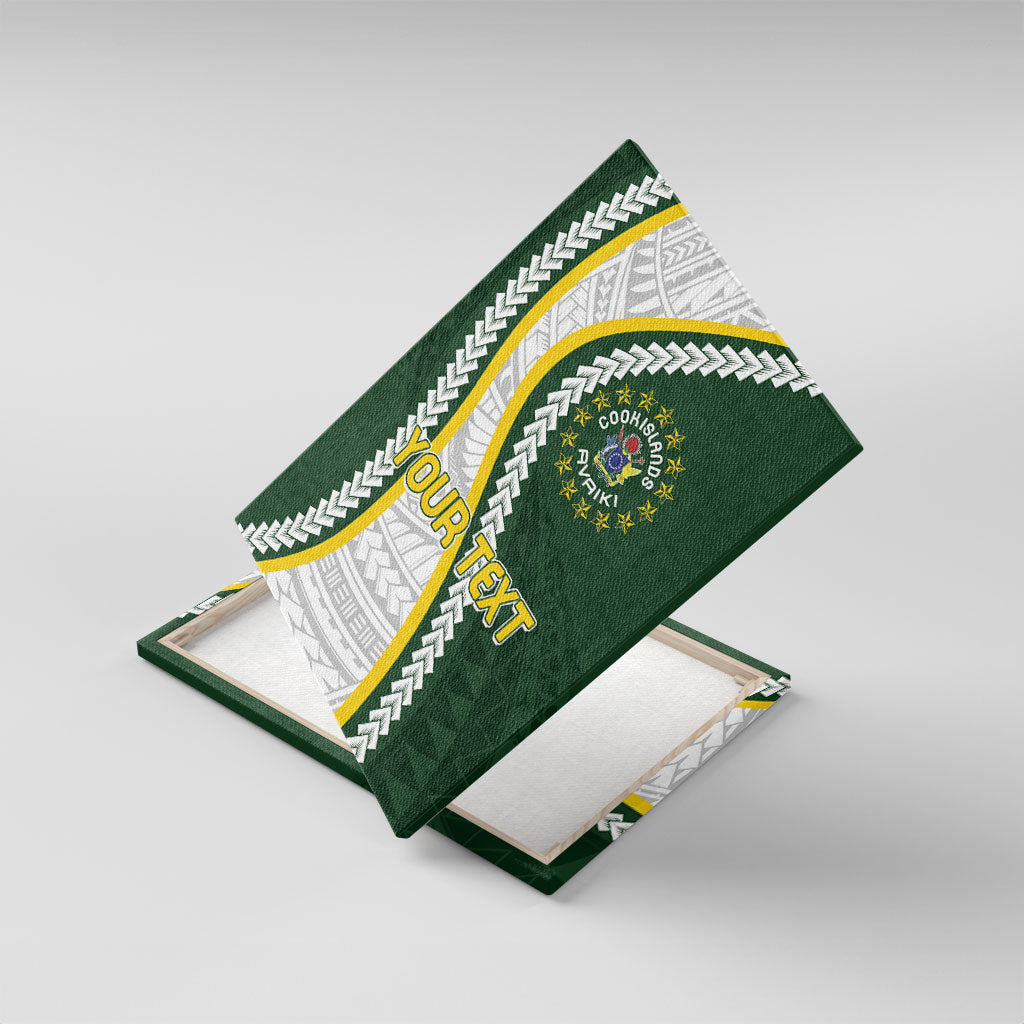 Cook Islands Rugby Personalized Avaiki Canvas Wall Art GO Kuki LT7 With Frame Green - Polynesian Pride