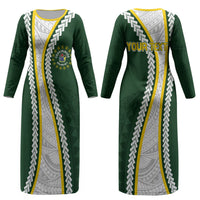 Cook Islands Rugby Personalized Avaiki Couples Matching Long Sleeve Bodycon Dress and Hawaiian Shirt GO Kuki LT7 - Polynesian Pride