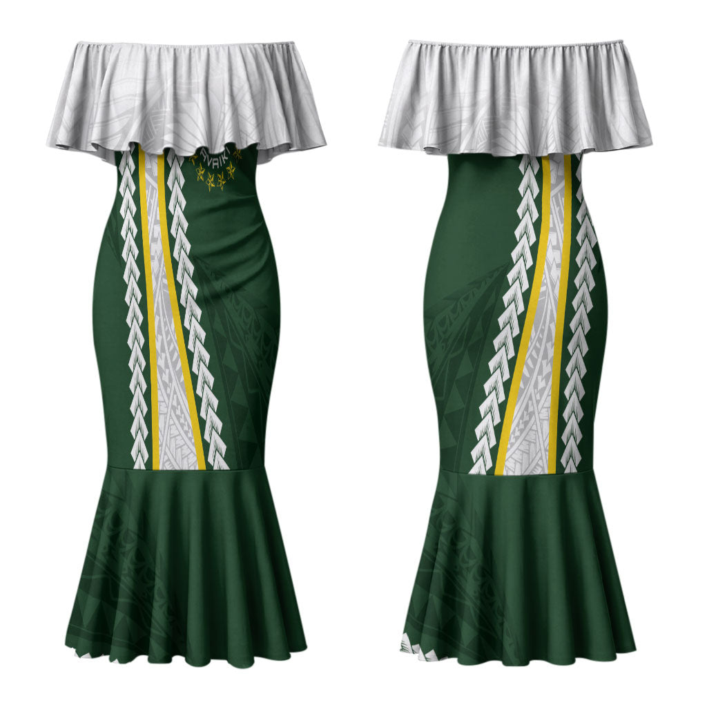 Cook Islands Rugby Personalized Avaiki Couples Matching Mermaid Dress and Hawaiian Shirt GO Kuki LT7 - Polynesian Pride
