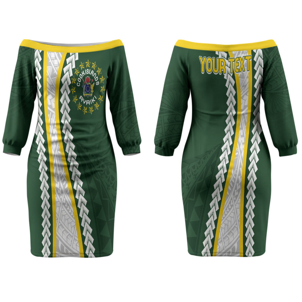 Cook Islands Rugby Personalized Avaiki Couples Matching Off The Shoulder Long Sleeve Dress and Hawaiian Shirt GO Kuki LT7 - Polynesian Pride