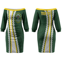 Cook Islands Rugby Personalized Avaiki Couples Matching Off The Shoulder Long Sleeve Dress and Hawaiian Shirt GO Kuki LT7 - Polynesian Pride
