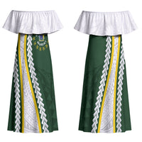 Cook Islands Rugby Personalized Avaiki Family Matching Off Shoulder Maxi Dress and Hawaiian Shirt GO Kuki LT7 Mom's Dress Green - Polynesian Pride