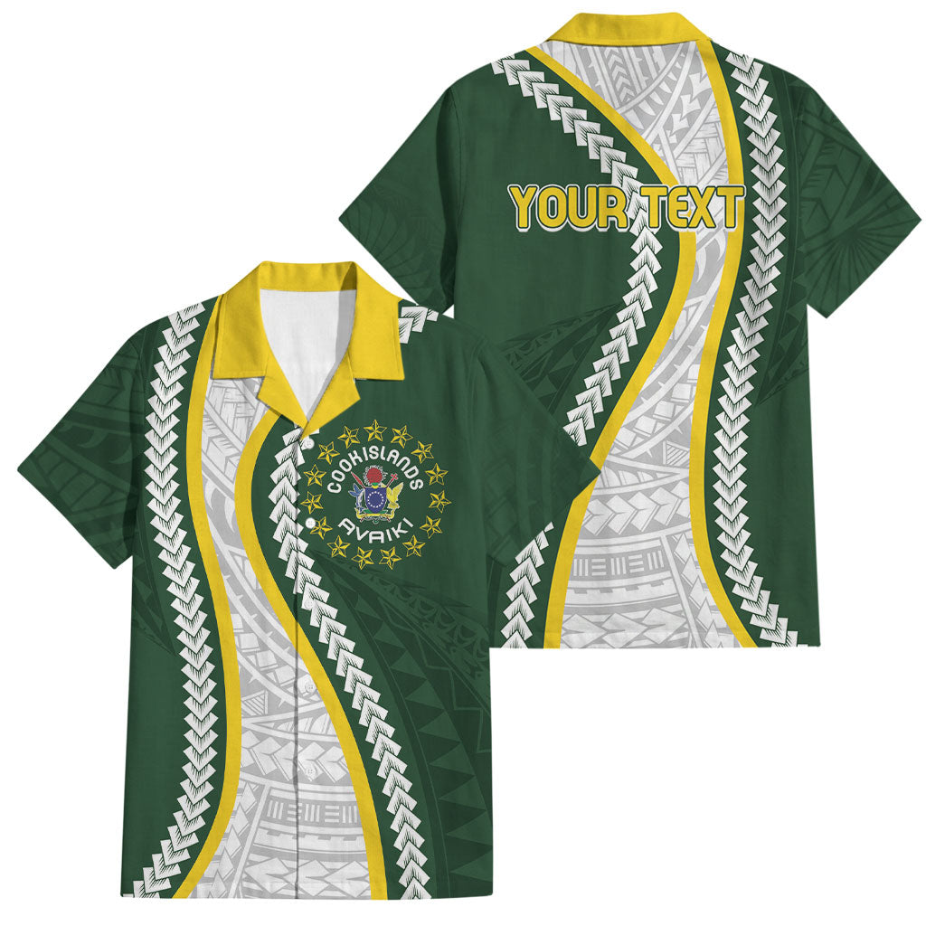 Cook Islands Rugby Personalized Avaiki Family Matching Off Shoulder Maxi Dress and Hawaiian Shirt GO Kuki LT7 Dad's Shirt - Short Sleeve Green - Polynesian Pride