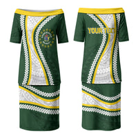 Cook Islands Rugby Personalized Avaiki Family Matching Puletasi and Hawaiian Shirt GO Kuki LT7 Mom's Dress Green - Polynesian Pride
