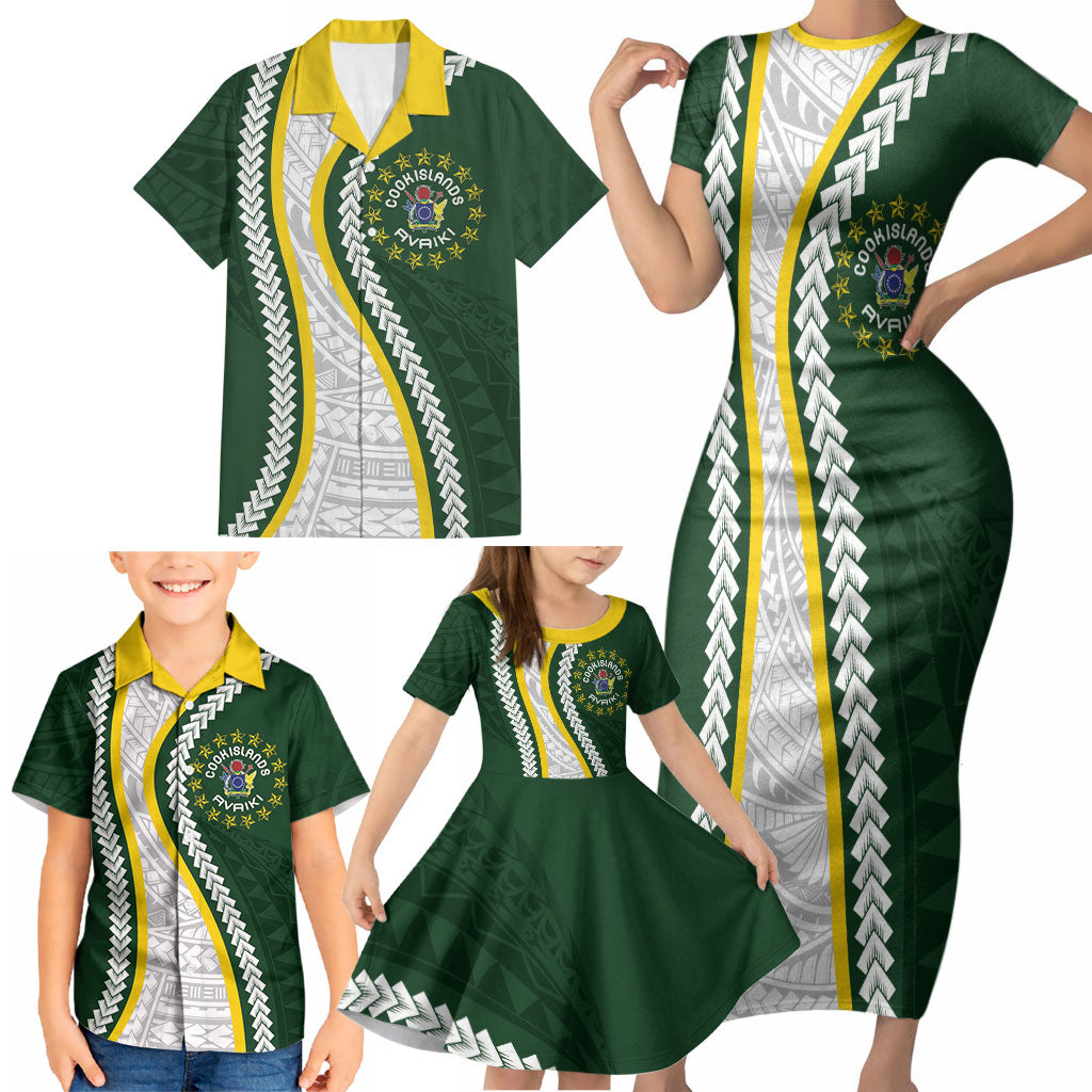 Cook Islands Rugby Personalized Avaiki Family Matching Short Sleeve Bodycon Dress and Hawaiian Shirt GO Kuki LT7 - Polynesian Pride