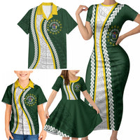 Cook Islands Rugby Personalized Avaiki Family Matching Short Sleeve Bodycon Dress and Hawaiian Shirt GO Kuki LT7 - Polynesian Pride