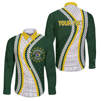 Cook Islands Rugby Personalized Avaiki Family Matching Tank Maxi Dress and Hawaiian Shirt GO Kuki LT7 Dad's Shirt - Long Sleeve Green - Polynesian Pride