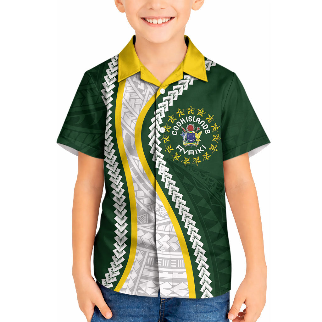 Cook Islands Rugby Personalized Avaiki Kid Hawaiian Shirt GO Kuki LT7 Kid Green - Polynesian Pride