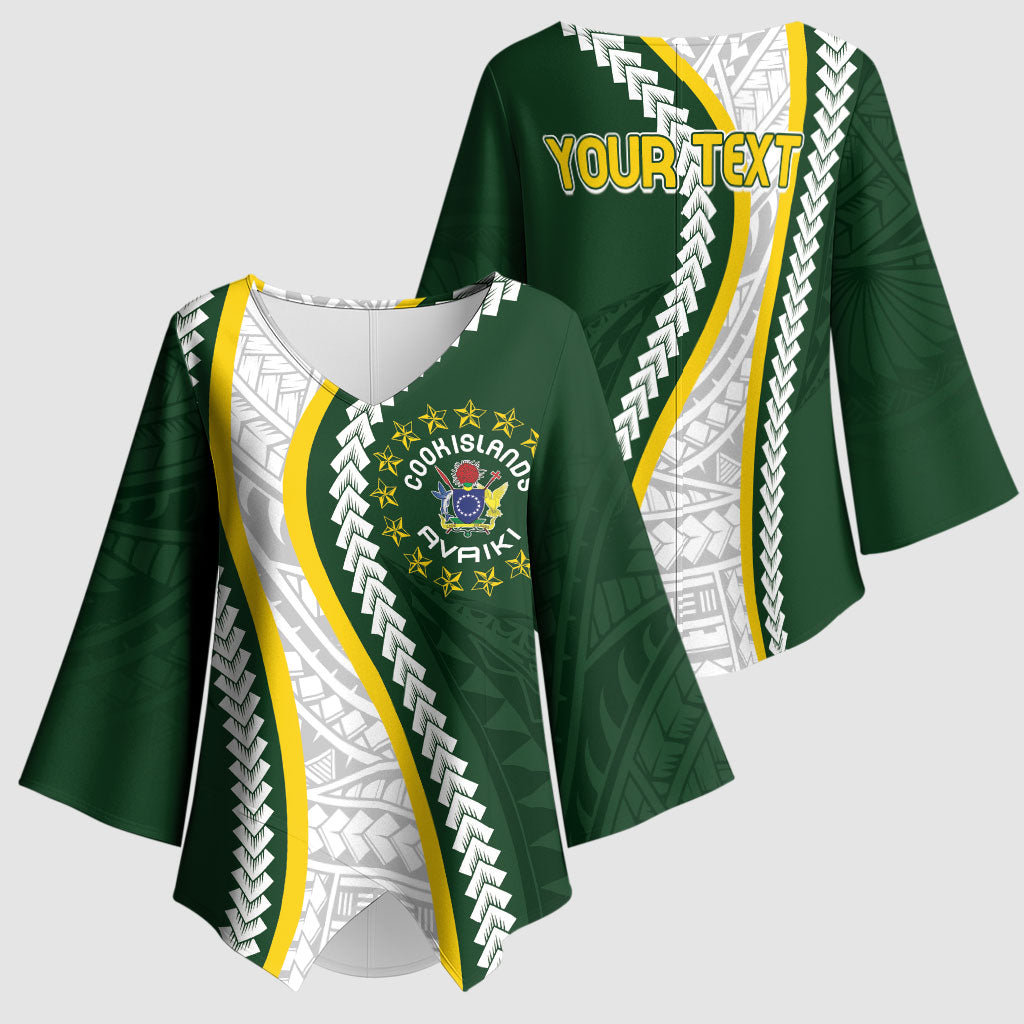 Cook Islands Rugby Personalized Avaiki Kimono Sleeve Blouse GO Kuki LT7 - Polynesian Pride