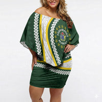 Cook Islands Rugby Personalized Avaiki Off Shoulder Short Dress GO Kuki LT7 Women Green - Polynesian Pride