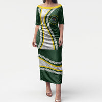 Cook Islands Rugby Personalized Avaiki Puletasi GO Kuki LT7 Long Dress Green - Polynesian Pride