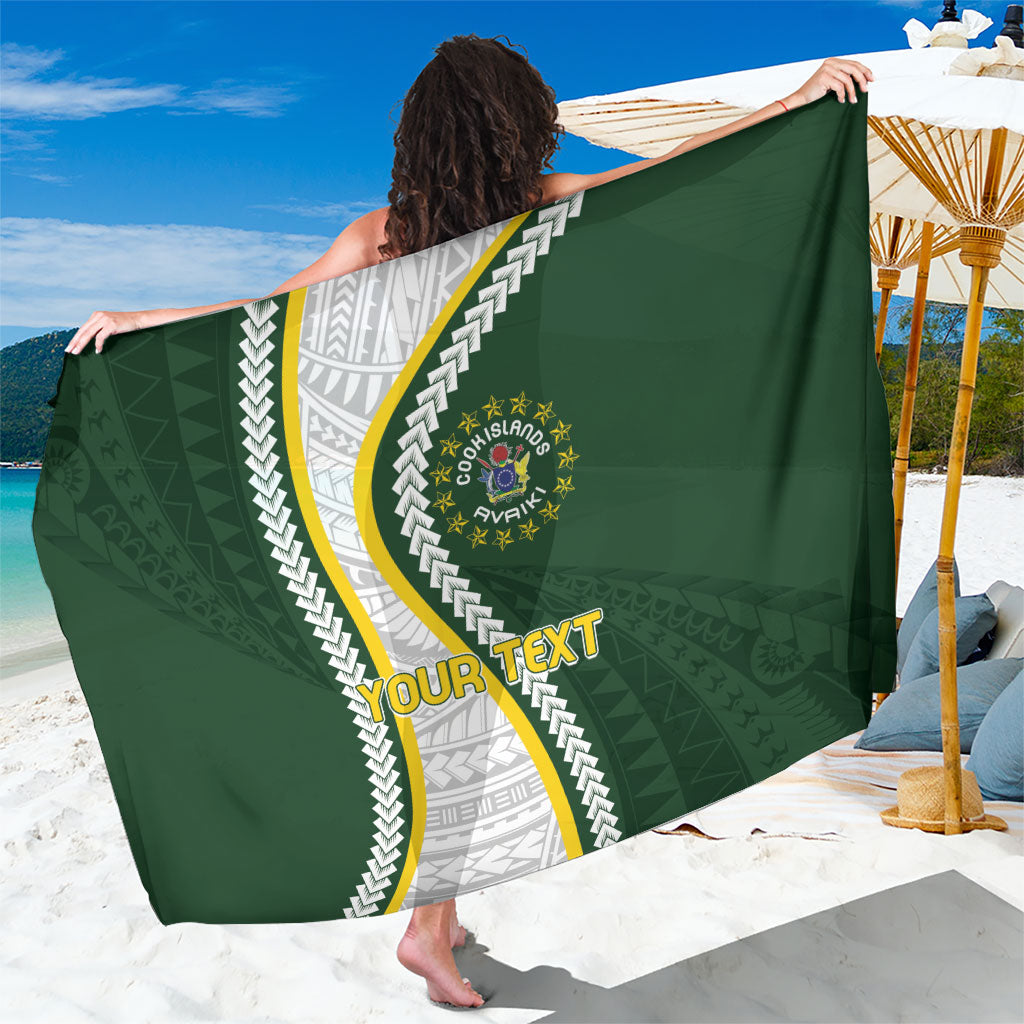 Cook Islands Rugby Personalized Avaiki Sarong GO Kuki LT7 One Size 44 x 66 inches Green - Polynesian Pride