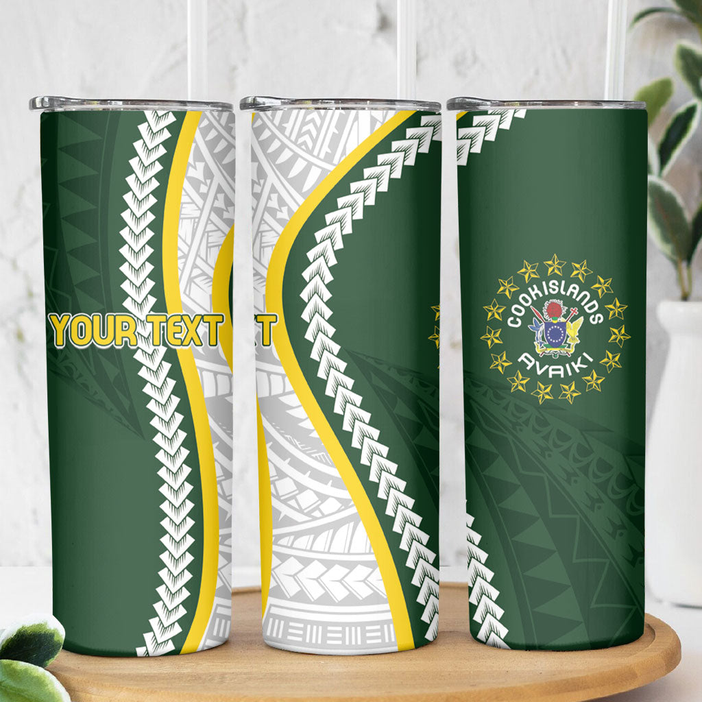 Cook Islands Rugby Personalized Avaiki Skinny Tumbler GO Kuki LT7 - Polynesian Pride