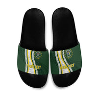Cook Islands Rugby Personalized Avaiki Slide Sandals GO Kuki LT7 Green - Polynesian Pride