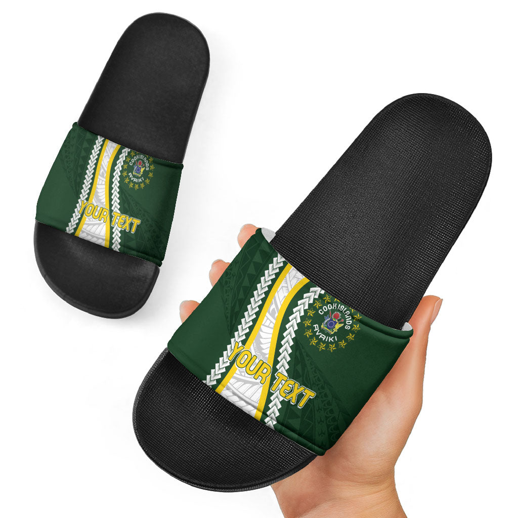 Cook Islands Rugby Personalized Avaiki Slide Sandals GO Kuki LT7 - Polynesian Pride