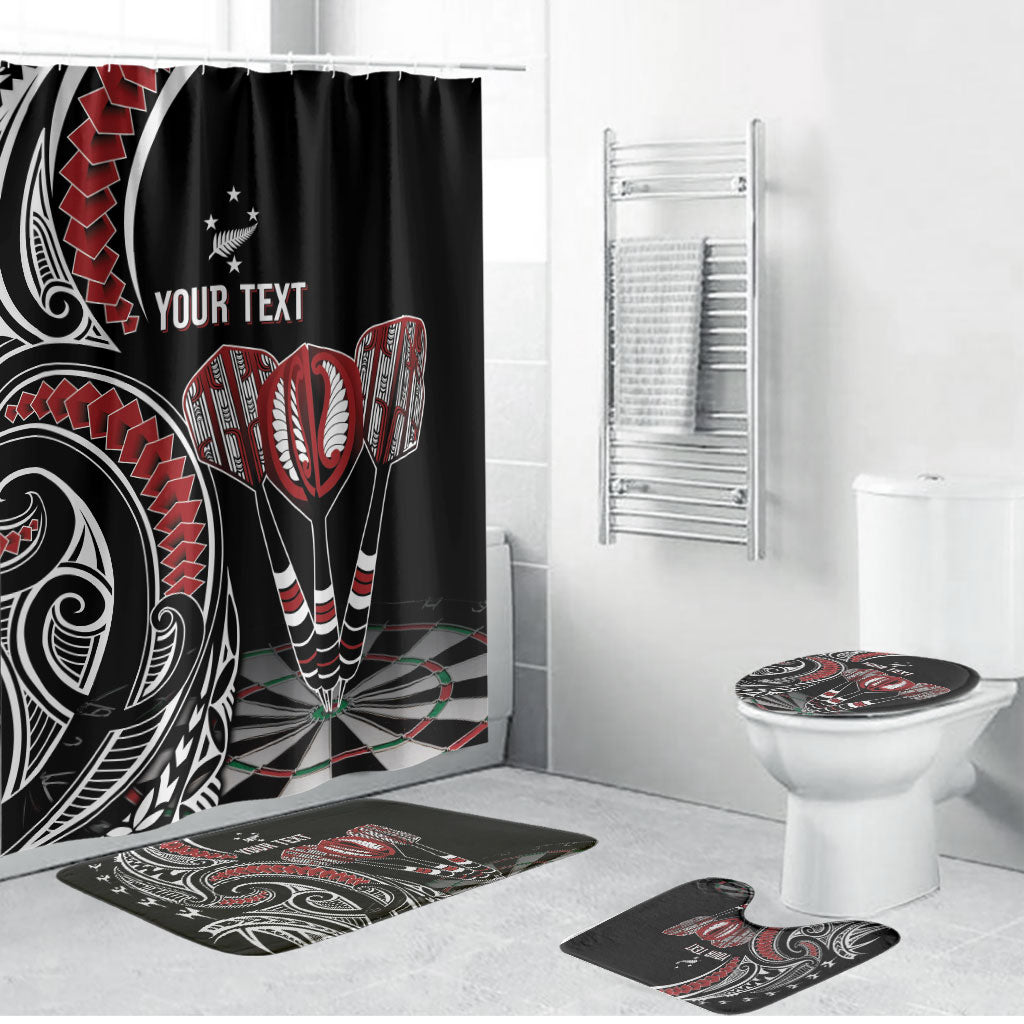 New Zealand Darts Personalized Hei Manaia Bathroom Set Classic Kowhaiwhai LT7 Bathroom Set (4 pcs) Black - Polynesian Pride