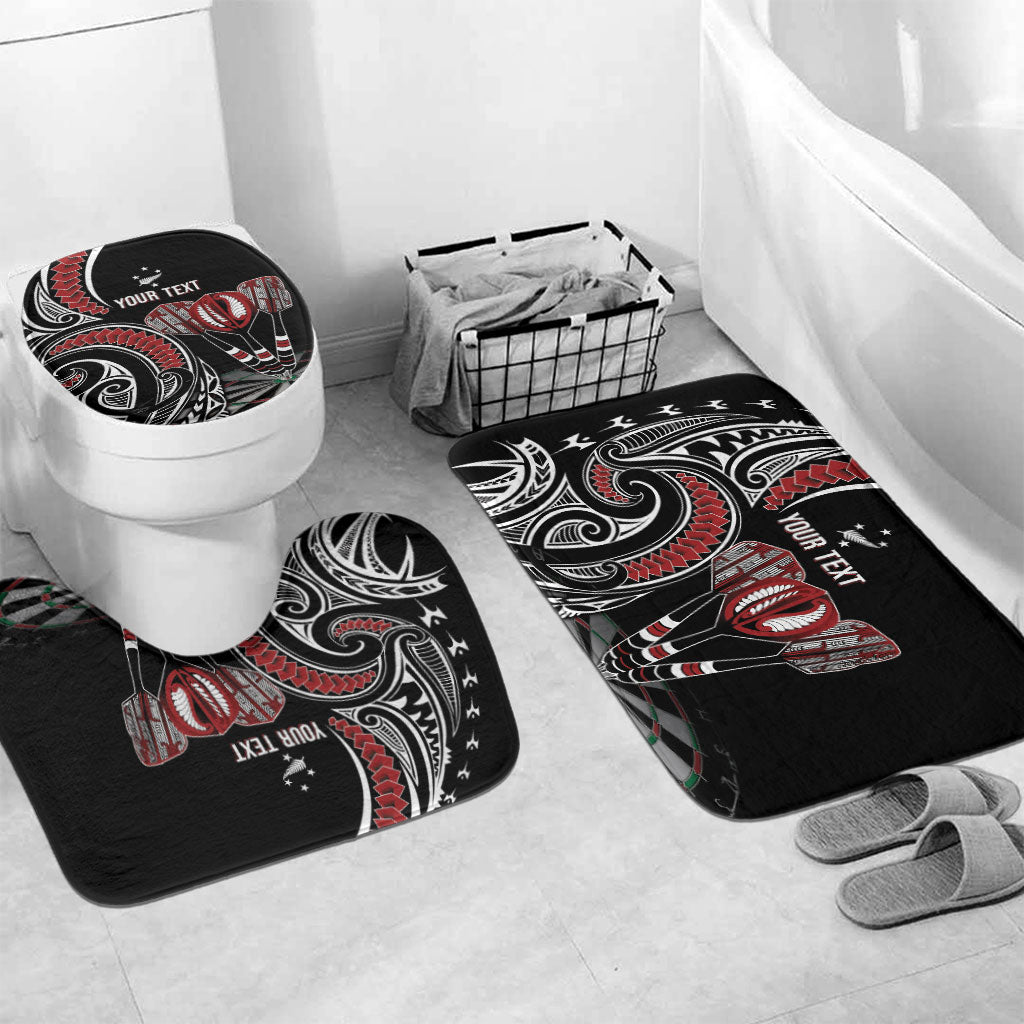 New Zealand Darts Personalized Hei Manaia Bathroom Set Classic Kowhaiwhai LT7 Mat Set Only (3 pcs) One Size Black - Polynesian Pride