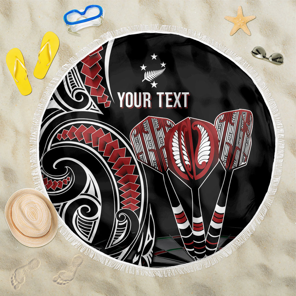 New Zealand Darts Personalized Hei Manaia Beach Blanket Classic Kowhaiwhai LT7 One Size 150cm Black - Polynesian Pride