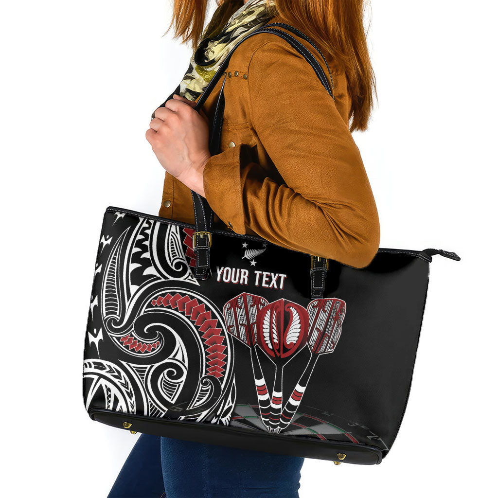 New Zealand Darts Personalized Hei Manaia Leather Tote Bag Classic Kowhaiwhai