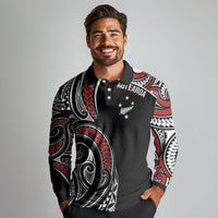 New Zealand Darts Personalized Hei Manaia Long Sleeve Polo Shirt Classic Kowhaiwhai LT7 - Polynesian Pride