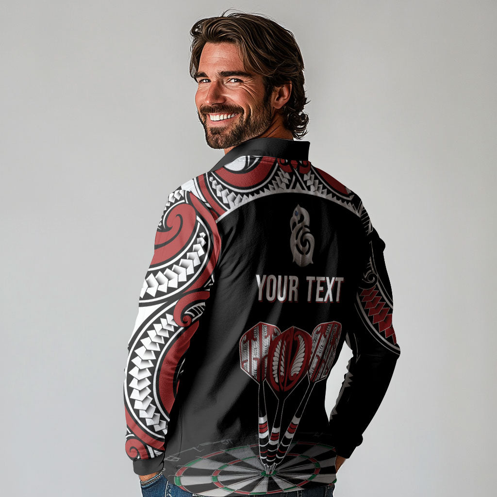 New Zealand Darts Personalized Hei Manaia Long Sleeve Polo Shirt Classic Kowhaiwhai LT7 - Polynesian Pride